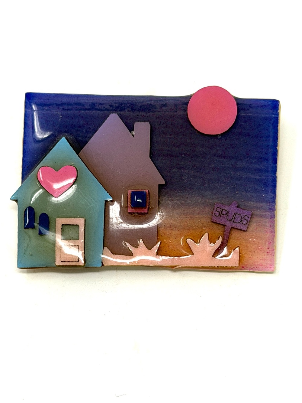 Vintage House Pin Brooch by Lucinda Whimsical Folk-Art